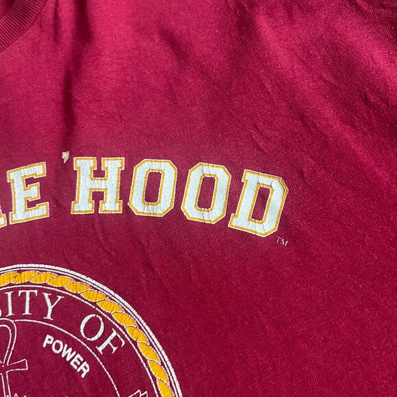 Vintage University Of The Hood Men’s T Shirt Sz XL Red 90’s Ankh NCAA Preppy - Picture 6 of 11